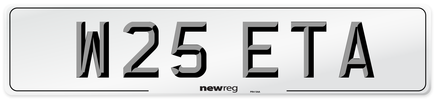 W25 ETA Number Plate from New Reg